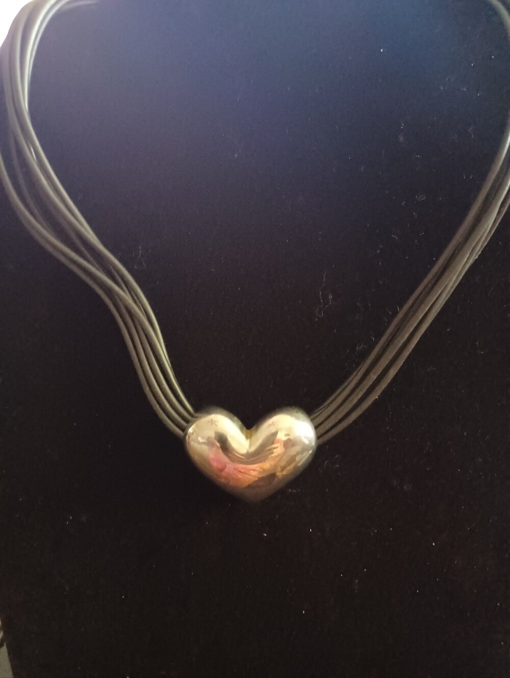 Brighton Womens 16" Black Multi-Strand Cord Silver Tone Heart  with Silver Clasp